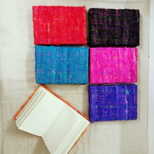 Custom Made Recycled Sari Silk Fabric Covered Notebooks Made From Recycled Sari Fabrics with Cotton Handmade Papers for Resale. - Product Image 5