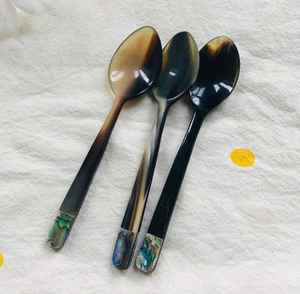 Cubiertos de mango largo de buena calidad, 3 uds., cubiertos, cuchara para ensalada, utensilios de cocina ideales, vajilla de mesa, juegos de cucharas de cuerno - Product Image 3