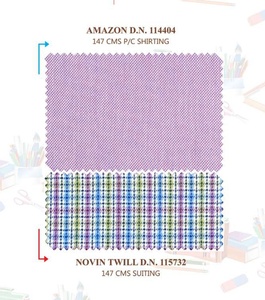 Tissu blanc et jaune teint par plaine de textile de chemise et de costume pour des uniformes scolaires - Product Image 2