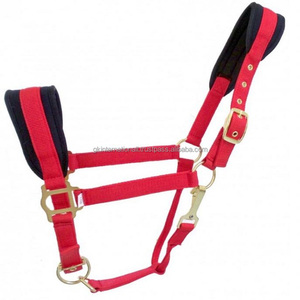 Licou de cheval Durable 100% Nylon en rouge bleu nylon de qualité supérieure avec rembourrage en Gel doux licou de cheval réglable avec raccords en laiton - Product Image 6