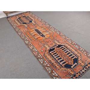 Tapis turc vintage, tapis de couloir 3,2x10,1 pieds, tapis Herki Ombr brun - Product Image 1