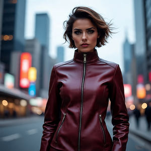 Chaqueta clásica de cuero genuino Vintage para mujer, abrigo de motociclista de piel de vaca con múltiples bolsillos, chaquetas de cuero de estilo callejero - Product Image 5