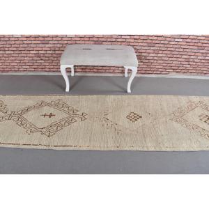 พรมเฮอร์กีวินเทจ ขนาด 0.2x12.2 ฟุต (7x371 ซม.) สีเบจลายตารางแบบตุรกี - Product Image 3