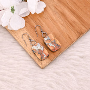 ต่างหูหินธรรมชาติมาลินกา แจสเปอร์ ทองเหลือง ชุบโรเดียมดำ งานฝีมือทันสมัย เป็นมิตรกับสิ่งแวดล้อม ของขวัญงานแต่งงาน เครื่องประดับงานเลี้ยง - Product Image 3