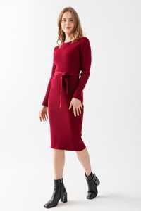 Vestido de Punto para Mujer, Cuello Redondo, Manga Larga, Flexible, Cálido, con Detalle de Cinturón, Alta Calidad, Nuevo Modelo de Invierno, Servicios OEM Personalizables - Product Image 3