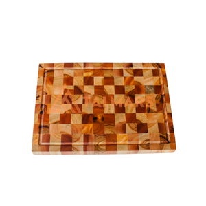 <strong>Rectangular</strong> Acacia <strong>Wood</strong> and Bamboo Kitchen Cutting Board and <strong>Block</strong> with Grooved Edge - Product Image 2