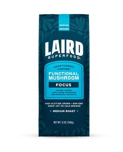 กาแฟบด Laird Superfood Focus Coffee คั่วระดับกลาง ผสมเห็ดเพื่อสุขภาพและสารอะแดปโตเจนจากพืช ขนาด 12 ออนซ์ กระเป๋า - Product Image 1