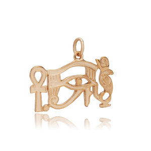 Símbolo egipcio Ojo de Ra con diseño Ankh Plata de Ley 925, venta al por mayor, colgante liso hecho a mano turco, joyería fina - Product Image 6