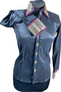 Tela de tafetán elástica hecha a mano Cowgirl Western Show Shirt para ropa ecuestre y equitación - Product Image 3