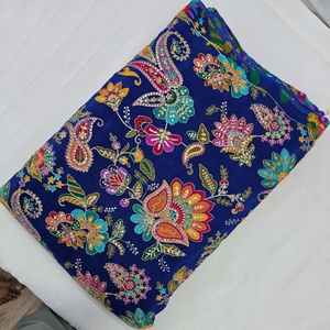 Pure natural crep position print <b>embroidery</b> work viscose fabric make to fancy dress <b>material</b> - Product Image 1