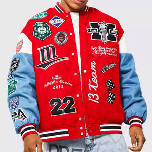 Veste d'hiver Letterman de baseball universitaire pour hommes de grande taille en gros, mince, imperméable, écologique, logo personnalisé - Product Image 1