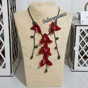 Orkide Kolye Kırmızı Özel İğne Oyası Colgantes y dijes de moda - Product Image 1