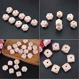 Geometric Wooden Beads 50Pcs Unpainted Faceted 2 Shaped and Sized Hand Crafted Indian Product - Product Image 2