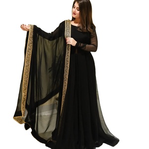 Thanh lịch mới nhất thiết kế Acrylic anarkali váy phụ nữ đầy đủ tay áo Chiều dài sàn bên mặc georgette hoa thêu lehenga - Product Image 1