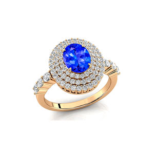 Bague en or massif 18 carats ornée de pierres précieuses tanzanite naturelle de décembre pour cadeau de fiançailles et véritables diamants certifiés OEM - Product Image 4