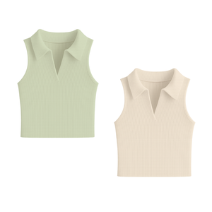 เสื้อครอปคอตตอนถักคอกลมผ้าคอตตอนเนื้อนุ่มระบายอากาศได้ดีสำหรับผู้หญิงดีไซน์เรียบง่ายทันสมัยฤดูร้อน - Product Image 1