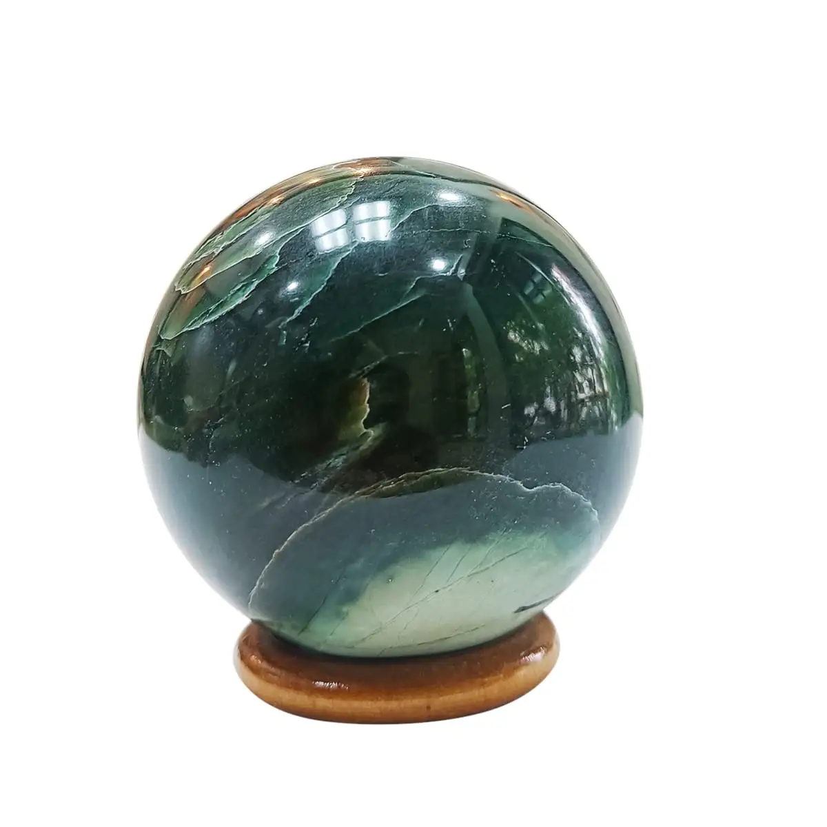 Esfera de cristal de jade verde de la mejor calidad para curación y meditación del exportador indio