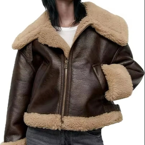 Women's Genuine Sheep Skin Eco-Friendly Waterproof Windproof Heated Breathable Quilted Washed <b>Lining</b> Warm Winter Biker <b>Jacket</b> - Product Image 1