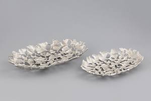 Bandeja de forma ovalada de Metal con diseño de trabajo de corte moderno con acabado de oro rosa para utensilios de cocina restaurante que sirve herramientas decorativas para ensaladas - Product Image 6