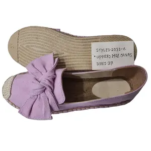 Whole Sale Cotton Canvas Bow Design Espadrille with Twill Fabric Leather Back Counter Lining Rubber Sole from Top Indian vendor