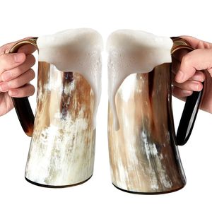 Tasses en corne de style américain fabriquées à la main Cadeaux en corne à boire naturelle pour les fans de trônes de jeux inspirés de l'agate - Product Image 2