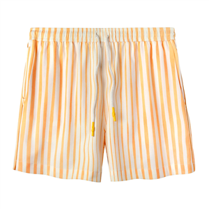 Maillot de bain rayé jaune avec poche latérale zippée Matériau élastique doux et écologique Polyvalent pour les entraînements de plage Taille moyenne - Product Image 1