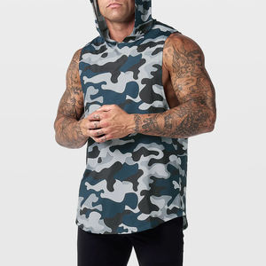 Mens Breathable Knitted Sporty Workout Hoodie <b>Tank</b> Sleeveless <b>Muscle</b> Fit Gym Top for Bodybuilding Training Running 100% Cotton - Product Image 3