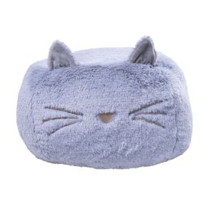Pouf en peluche chat gris de fabrication française siège pour enfants pour équipement électrique - Product Image 1