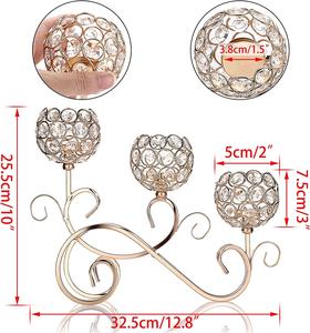 Bougeoir en perles de cristal au design élégant Porte-bougie scintillant à 3 têtes pour la décoration d'événements de mariage Vente à chaud - Product Image 2
