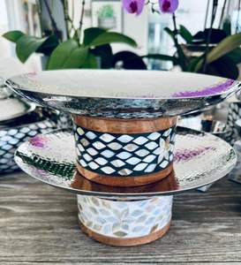 Factory Wholesale Custom Mother of Pearl Inlay <b>Chocolate</b> Stand Handmade Capiz <b>Shell</b> Cake Stand for Ramadan from India - Product Image 1