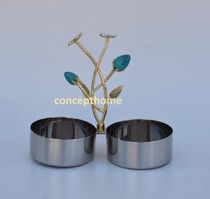 Bol décoratif nordique en métal argenté pour servir les noix, avec poignée en forme de branche florale dorée, fait main, écologique, résistant au four, bol moderne - Product Image 6