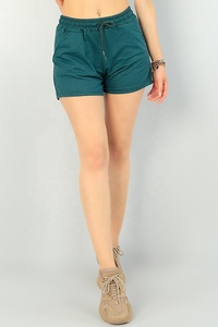 Short personnalisé pour femmes avec ceinture élastique, poches à coutures latérales, boutons à motifs et décorations florales - Product Image 6