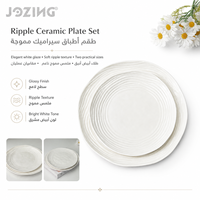 Assiette à dîner en céramique blanche, assiette à salade en porcelaine texturée ondulée, plat moderne et organique, compatible micro-ondes et lave-vaisselle, de qualité supérieure