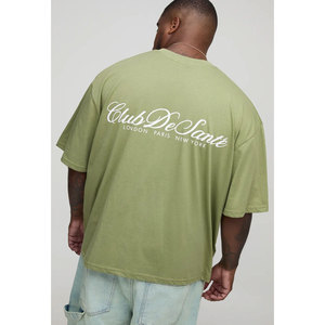 Custom mock neck cotton <b>t</b> shirt cropped oversized design with drop shoulder style graphic tee for men casual streetwear - Product Image 1