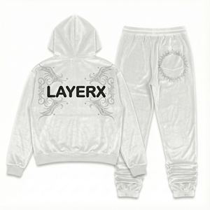 Conjunto Deportivo Ligero para Mujer, 340 g/m², Felpa de Algodón, con Pedrería, Sudadera Holgada, Dos Piezas, Ecológico - Product Image 3