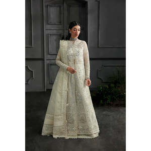 Robe de mariée de luxe en satin Qalamkar Elirah '26 MF-06 IVARA-TC-1608, col mandarin, manches longues, style formel élégant et écologique - Product Image 1