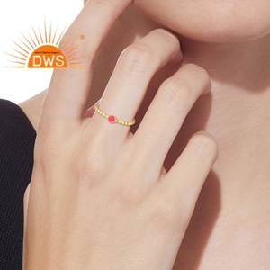 แหวนพลอยคาลซิโดนีสีชมพูธรรมชาติชุบทอง18K - Product Image 2