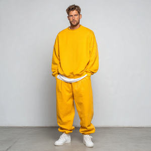 Drop Shoulder Hoodie <b>Baggy</b> Sweatpants <b>Jogger</b> Set Winter Oversized Tracksuit <b>Men's</b> Street Pullover Hoody Loose Fit Windproof - Product Image 2