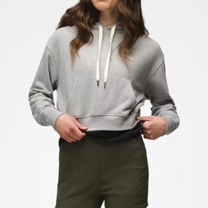 High Street Service femmes haut court à capuche tenue décontractée recadrée vêtements d'extérieur à la mode sweat à capuche pour femme - Product Image 4