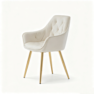 Silla de Comedor Moderna Tapizada en Cuero Sintético con Patas de Metal Dorado, Muebles Contemporáneos para el Hogar - Product Image 3