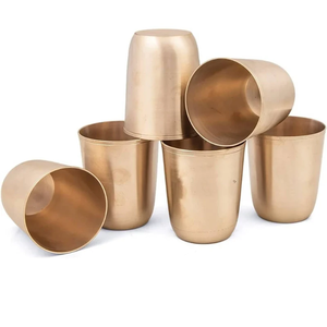 Verre à eau en métal cuivré pour ustensiles de cuisine de restaurant et d'hôtel Taille standard avec accessoire de table de dîner des commerçants instantanés avec couvercle - Product Image 2