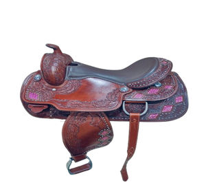 Silla de Montar WESTERN RENINIG COMFORTABLERIDING, Fabricada con Cuero de Búfalo Suave y Armazón de Madera, Tamaños Disponibles de 15 a 17 Pulgadas - Product Image 1