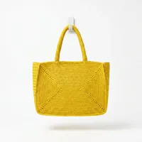 Grand sac en raphia grande capacité, couleur unie, style bohème, sac à main pour femme, pour le shopping, toutes saisons
