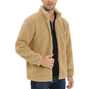 Winter Jacket Custom OEMODM Polar Fleece <b>Fabric</b> Zip up Embroidery Plus Size Men's Winter <b>Sherpa</b> Fleece jacket for men - Product Image 2