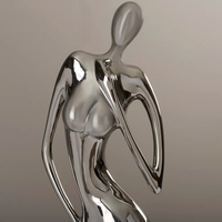 Sculpture artisanale moderne en métal au design féminin, en aluminium moulé nickelé noir, objet décoratif de table