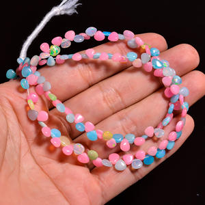 Perles éthiopiennes de pierres précieuses d'opale Welo, perles de cœur d'opale multicolore pour la fabrication de bijoux, perles d'opale, perles de pierres précieuses d'opale de feu flashy - Product Image 3