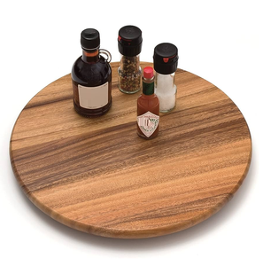 Plateau rond en bois d'acacia pour manger Plateau de service en bois Lazy Susan Vente à chaud Design antique - Product Image 6