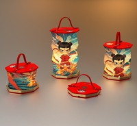 Nouvel arrivage Nezha Design Element LED rechargeable coffret cadeau pour enfants lampe en papier pliante Articles populaires maintenant cadeaux d'entreprise en papier