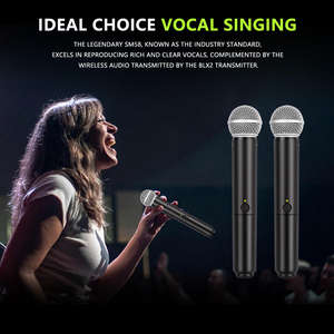 Système de microphone <span class=keywords><strong>sans</strong></span> <span class=keywords><strong>fil</strong></span> BLX288 /Beta58A, système vocal double, deux microphones portatifs professionnels UHF PLL, véritable diversité, micro omnidirectionnel - Product Image 6
