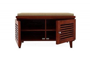 Wooden <b>Shoe</b> Rack <b>Bench</b> with Cushion Side Table Hallway Spacious Space with Different Heights Comfortable Design - Product Image 5
